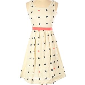 Garnet Hill Polka Dot Cream Dress 10P